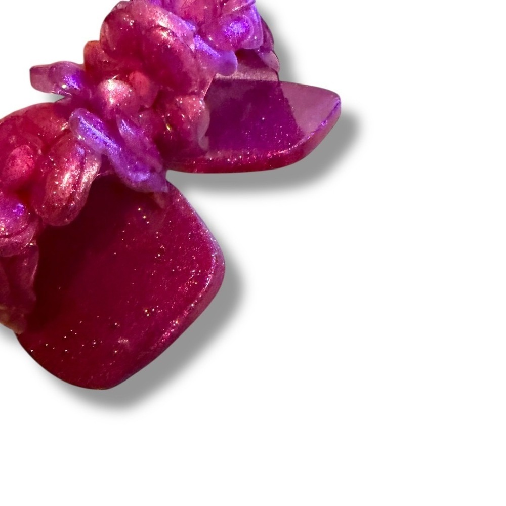 Jeffrey Campbell Flower Slide Sandals Size 8 Pink Glitter‎ Jelly Square Toe Y2K - Picture 4 of 9